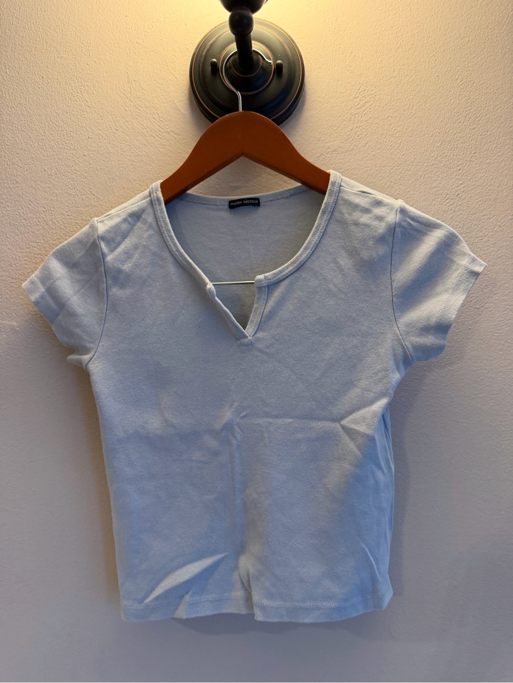 Brandy‎ Melville Light Blue Short Sleeve Notch Tee